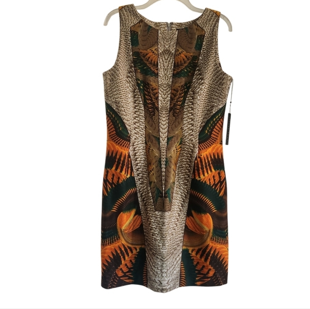 Elegant Multicolor Sleeveless Bodycon Dress Sz 12 Nwt